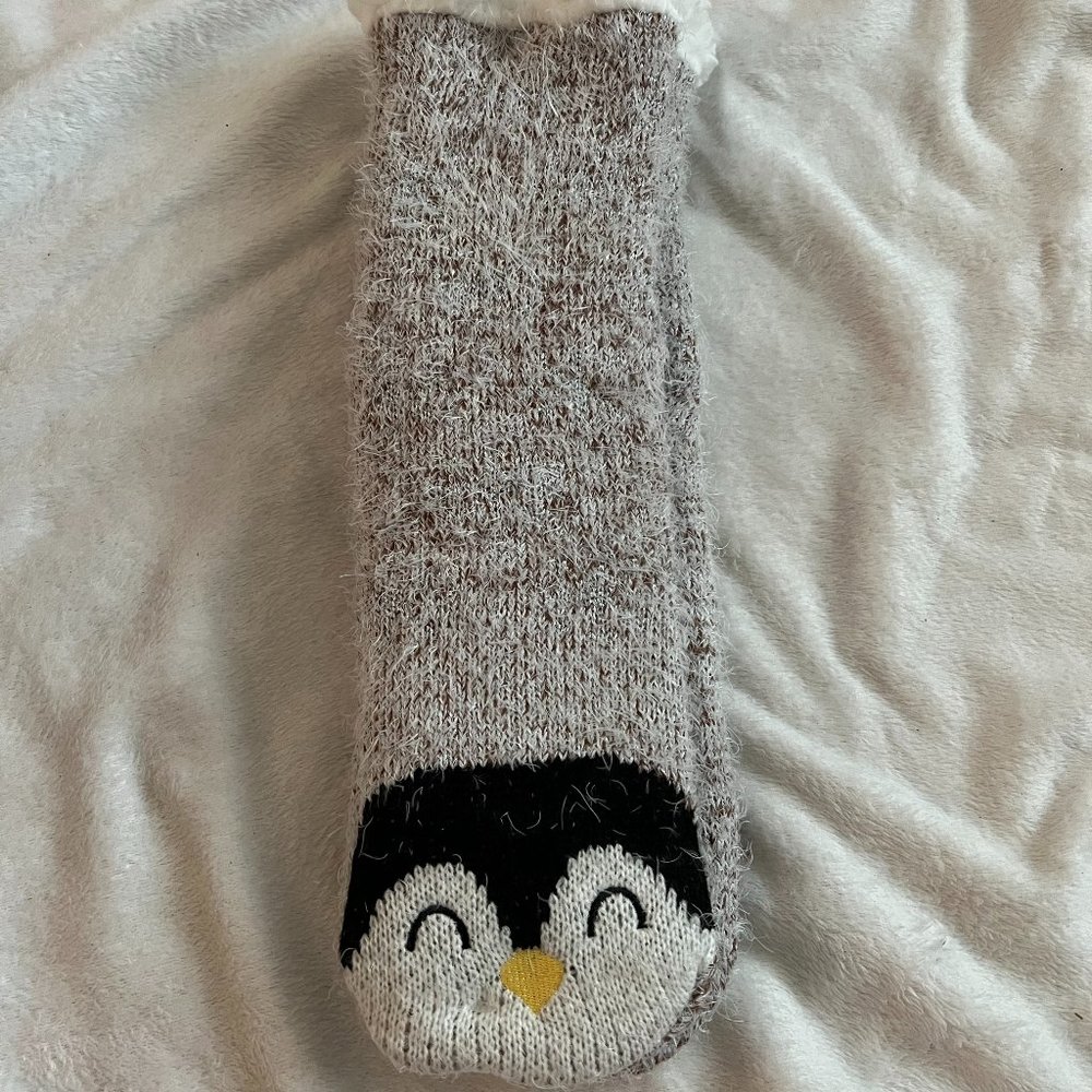 Penguin Fuzzy Slipper Socks